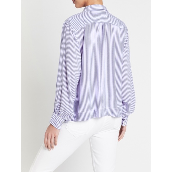 CURRENT/ELLIOTT • The Emmy Striped Half-Placket Long Sleeve Blouse, 2 - Picture 14 of 16